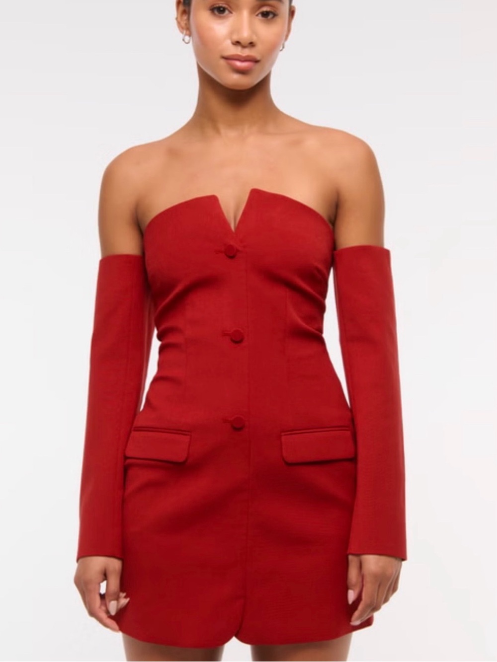 Abercrombie & Fitch Strapless Red Mini Dress with Detached Sleeves